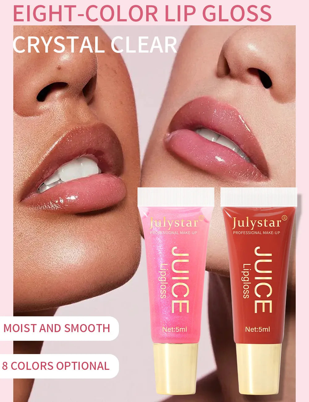 Julystar Soft Tube Lip Glaze Lip Gloss Moisturizing  Lip Balm Transparent Color Lip Brightening Female Makeup Lip Cosmetic