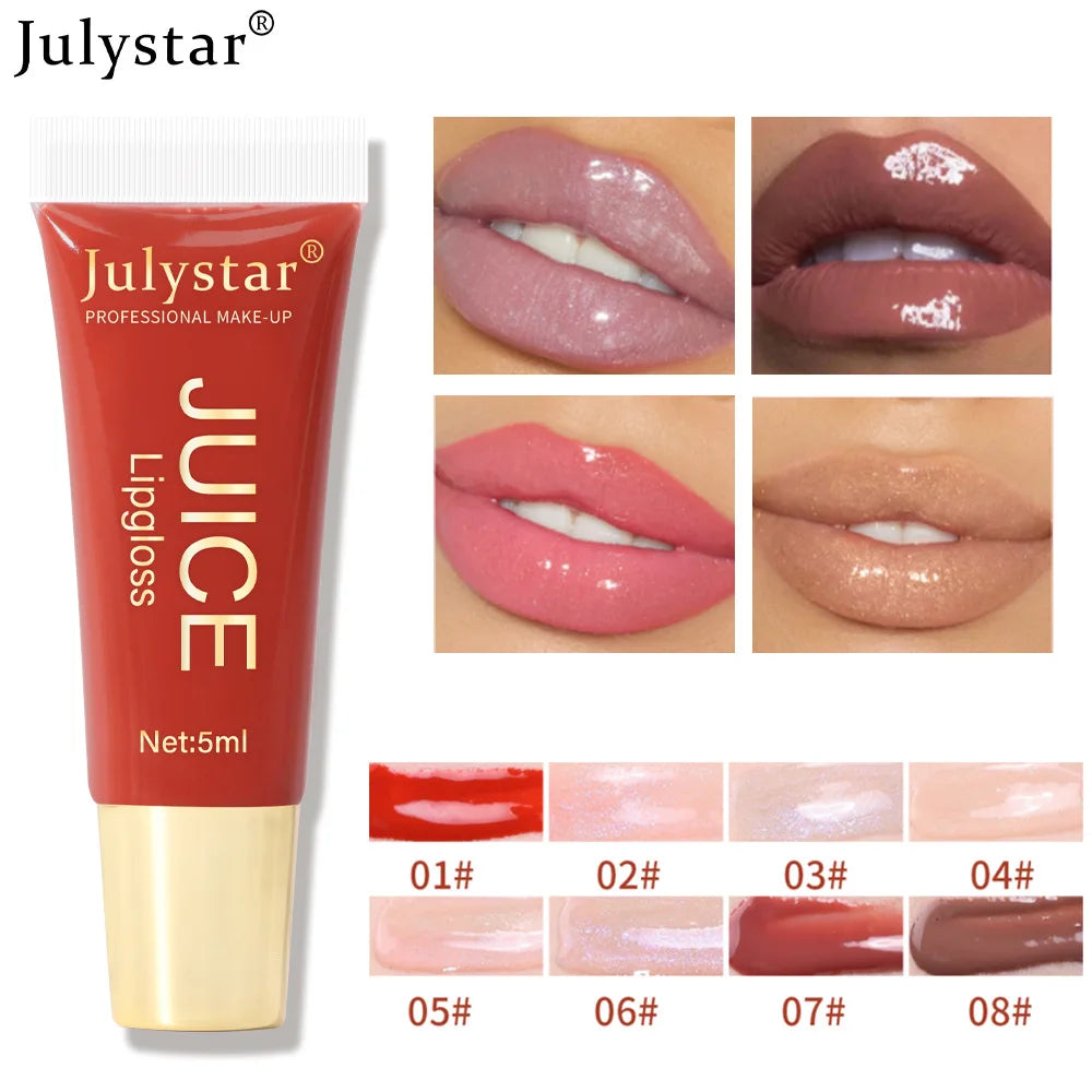 Julystar Soft Tube Lip Glaze Lip Gloss Moisturizing  Lip Balm Transparent Color Lip Brightening Female Makeup Lip Cosmetic