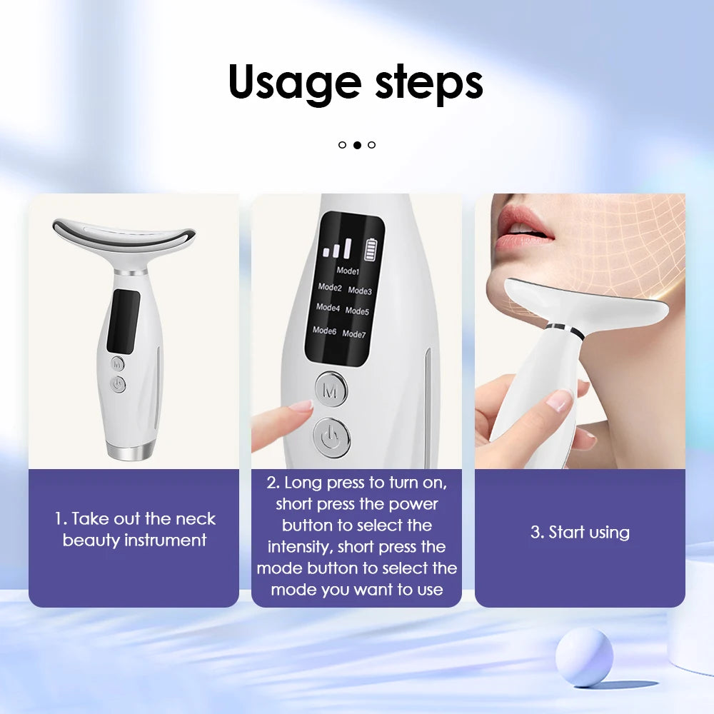 Neck Face Lifting Massager Skin Tighten Device 7 Color Light LED Photon Therapy Neck Wrinkle Remover Facial Beauty Tools