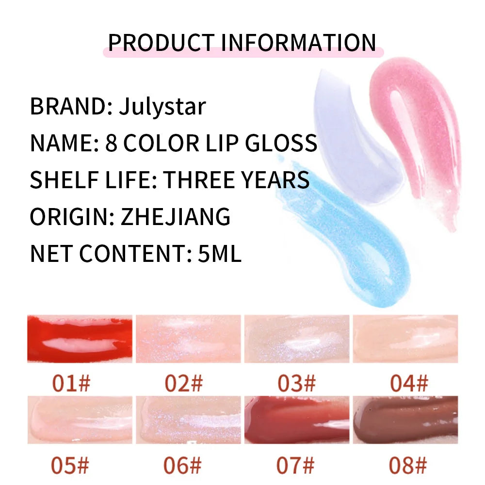 Julystar Soft Tube Lip Glaze Lip Gloss Moisturizing  Lip Balm Transparent Color Lip Brightening Female Makeup Lip Cosmetic