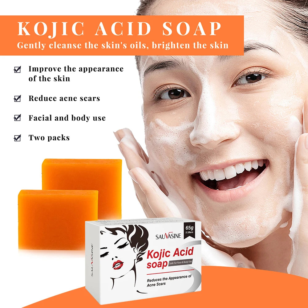 New Kojic Acid Glow Soap Facial Deep Cleaning Even Skin Tone Skin Lightening Soap Oil Control Moisturizing Skin Care