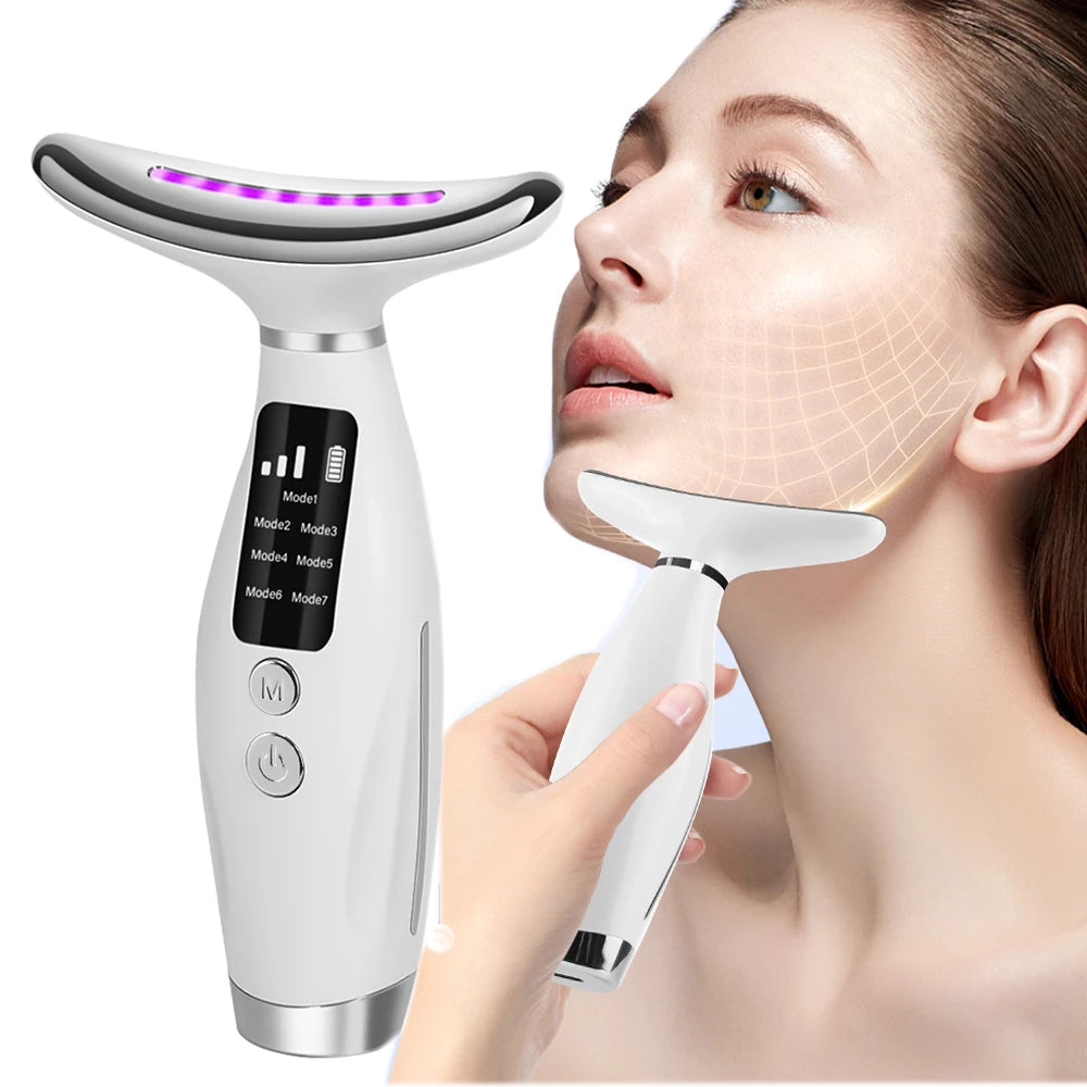 Neck Face Lifting Massager Skin Tighten Device 7 Color Light LED Photon Therapy Neck Wrinkle Remover Facial Beauty Tools