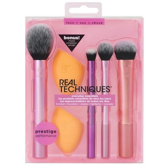 6pcs SET Everyday Essentials + Makeup Sponge Kit Makeup Brushes and Makeup Blender Sponge, For Foundation, Eyeshadow, and Powder