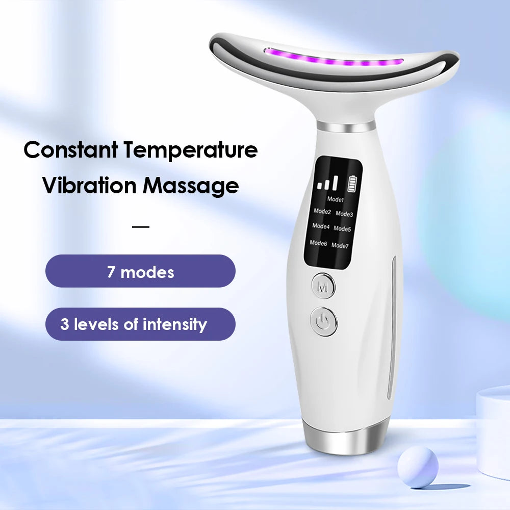 Neck Face Lifting Massager Skin Tighten Device 7 Color Light LED Photon Therapy Neck Wrinkle Remover Facial Beauty Tools