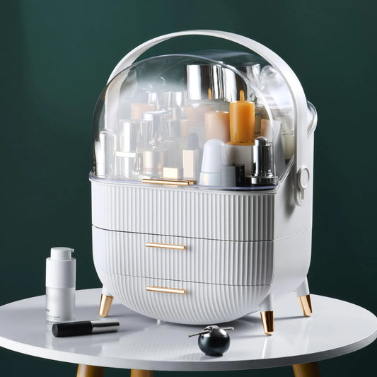 Egg Shape(Oval) Makeup Organizer,Skincare Organizer With Three Layers Cosmetic Display Case For Vanity Organizer