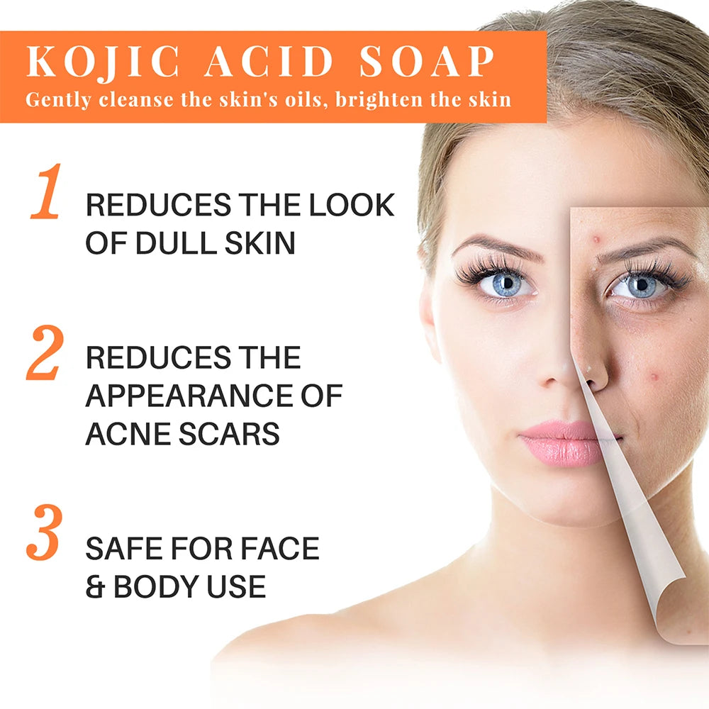 New Kojic Acid Glow Soap Facial Deep Cleaning Even Skin Tone Skin Lightening Soap Oil Control Moisturizing Skin Care