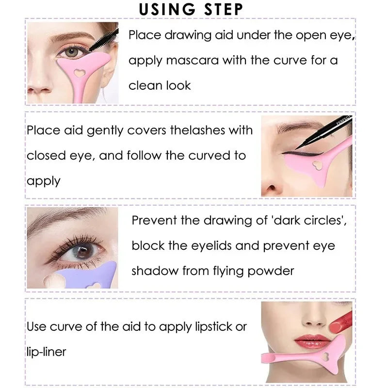 Wholesale  Multi-functional Eyeliner Stencil Wing Tips Silicone Eyeliner Aid Drawing Lipstick Wearing Aid Reusable Makeup Tools